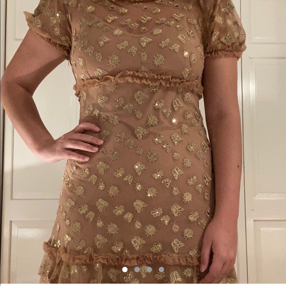 For Love and Lemons gold dress